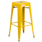 Flash Furniture – Tabouret bistro de 30 po en métal sans dossier, intérieur/extérieur, siège carré, jaune (CH3132030YL)-Tabouret moderne empilable de style industriel