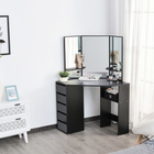 HOMCOM - Coiffeuse d'angle avec miroir - 43,7 po L x 22,1 po l x 55,6 po H - noir-Design élégant et simple, s’adapte facilement à la plupart des décors de maison 