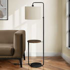 Monarch Specialties - Luminaire - 67 po H Lampadaire - Port Usb Inclus - Métal Noir - Abat-Jour Ivoire / Crème - Contemporain-Une étagère intégrée en stratifié marron foncé avec un port USB est pratique pour recharger les appareils à portée de main, ce qui en fait une pièce d'accent fonctionnelle
