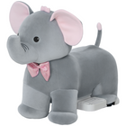 Qaba - Éléphant porteur 6v pour enfants, cheval électrique porteur avec musique - gris-Forme d’éléphant câlin avec un siège bas de 10,2 po (26 cm) pour un accès facile 