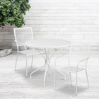 Table de jardin ronde de 35,25 po en acier blanc et 2 chaises au dossier carré, intérieur/extérieur [CO-35RD-02CHR2-WH-GG]-Ensemble comprenant 1 table et 2 chaises