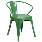 Ensemble avec table ronde en métal de 30 po et 4 sièges à accoudoirs, intérieur/extérieur, vert (CH-51090TH-4-18ARM-GN-GG)-4