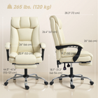 HOMCOM - Fauteuil de bureau en cuir - beige-Hauteur réglable permettant de trouver la position d’assise optimale 