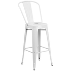 Ensemble de table de bar ronde en métal blanc avec 2 tabourets à café, intérieur/extérieur, 30 po [CH-51090BH-2-30CAFE-WH-GG]-4