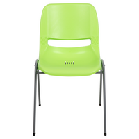 Flash Furniture HERCULES Series Green Ergonomic Shell Stack Chair with Grey Frame-Set of 5 Multipurpose Stack Chairs