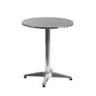 Flash Furniture 23.5'' Round Aluminum Indoor-Outdoor Table with 4 Beige Rattan Chairs (TLH-ALUM-24RD-020BGECHR4-GG)-23.50"W x 23.50"D x 27.50"H