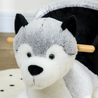 Qaba - Cheval à bascule en peluche pour enfants, balançoire jouet en peluche forme husky - gris-Cadre en bois et base stable assurant un balancement en toute sécurité 