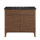 Modway - Render 36" Vanette de salle de bain - Noir noyer-Portes à fermeture douce