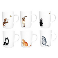 Roy Kirkham – Ensemble de 6 tasses Lyric, motifs de chats-L’ensemble comprend : 6 morceaux