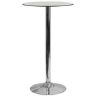 Flash Furniture 23.75" Round Glass Table with 41.75"H Chrome Base-Cocktail Table