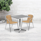 Flash Furniture – Table carrée de 27,5 po en aluminium/2 chaises en rotin beige, intérieur/extérieur TLH-ALUM-28SQ-020BGECHR2-GG-Aluminium, beige