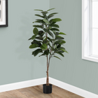 Monarch Specialties - Plante Artificielle - 52 po H - Arbre À Caoutchouc - Mis En Pot - Touche Réelle - Feuilles Vertes - Pot Noir-72 feuilles vertes réalistes, réglables et riches créent une apparence vivante