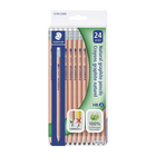 Staedtler - Crayons graphite en bois naturel avec fini grain de bois - #2 HB - Paquet de 24-Prétaillé, naturel