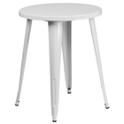 Ensemble table ronde de 24 po en métal blanc avec 4 chaises à dossier à lattes verticales, int/ext (CH-51080TH-4-18VRT-WH-GG)-Revêtement thermolaqué blanc