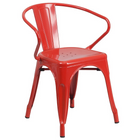 24'' Round Red Metal Indoor-Outdoor Table Set with 4 Arm Chairs (CH-51080TH-4-18ARM-RED-GG)-4