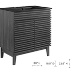 Modway - Render 30" Vanette de salle de bain - Noir charbon-Étagère de rangement réglable