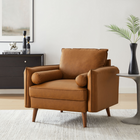 Modway - Revive Rembourré Cuir végane Fauteuil d’accent - Tan-Deux coussins renforcés