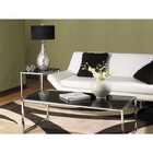 Table à café avec cadre en chrome et dessus en verre noir-Base en acier et fini chromé