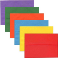 JAM Paper A6 Invitation Envelopes - 4.75 x 6.5 - Brite Hue Assorted Colours - 150 Pack -Assortment of coloured A6 Envelopes: Blue, Red, Orange, Green, Purple, and Yellow
