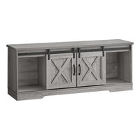 Monarch Specialties - 2747 Meuble Tv - 60 po L/Gris Avec 2 Portes Coulissantes-Meuble TV de 60 pouces de style ferme moderne avec rangement ouvert et fermé dans un fini faux bois gris