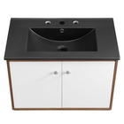 Modway - Transmit 30" Vanité de salle de bain murale - Noir noyer-Placage en plaques de particules et noyer