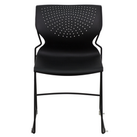 Chaise empilable noire à dossier complet de la série HERCULES, capacité de 661 lb avec cadre enduit de poudre noire-Ensemble de 5 chaises empilables polyvalentes