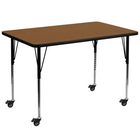 Flash Furniture Mobile 36"W x 72"L Rectangular Oak HP Laminate Activity Table - Standard Height Adjustable Legs-Popular Rectangular Activity Table