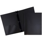 JAM Paper – Chemises POP en plastique, 2 poches, fermoirs de fixation à broches en métal, noir, paq./6-Chemises