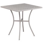 Table de jardin carrée de 28 po en acier gris pâle et 4 chaises au dossier carré, intérieur/extérieur [CO-28SQ-02CHR4-SIL-GG]-Pour l’intérieur ou l’extérieur