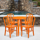 Table ronde de 24 po en métal orange avec 4 chaises à dossier à lattes verticales, int/ext [CH-51080TH-4-18VRT-OR-GG]-24 larg. x 24 prof. x 29 haut. (po)