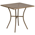 Table de jardin carrée de 28 po en acier doré et 4 chaises au dossier carré, intérieur/extérieur [CO-28SQ-02CHR4-GD-GG]-Pour l’intérieur ou l’extérieur