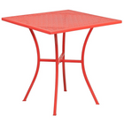 Table de jardin carrée de 28 po en acier corail et 4 chaises au dossier rond, intérieur/extérieur [CO-28SQ-03CHR4-RED-GG]-Pour l’intérieur ou l’extérieur