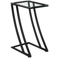 Monarch Specialties 3089 Accent Table - Black Metal With Tempered Glass-Sturdy metal frame with a unique z-shaped base