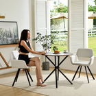 Homy Casa - Chaise de salle à manger pivotante rembourrée - Tissu Beige Ivoire avec pieds en métal noir - Paquet de 4-Pieds en Métal Robustes : Pieds en métal noir offrant stabilité et contraste élégant avec le tissu beige.