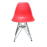 Plata Import Eiffel Chair, Red Seat, Chromed Legs (PC-016-RED)-Dining Chair
