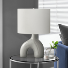 Monarch Specialties - Luminaire - 25 po H Lampe De Table - Céramique Gris - Abat-Jour Ivoire / Crème - Contemporain - Moderne-Interrupteur rotatif pratique qui fonctionne avec une ampoule de 100 W (non incluse) pour éclairer instantanément un salon, un bureau ou une chambre à coucher