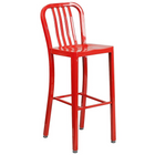 Ensemble de table de bar ronde en métal rouge, 2 tabourets à dos lattes verticales, int/ext, 30 po (CH-51090BH-2-30VRT-RED-GG)-4