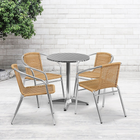 Flash Furniture 23.5'' Round Aluminum Indoor-Outdoor Table with 4 Beige Rattan Chairs (TLH-ALUM-24RD-020BGECHR4-GG)-Aluminum, Beige