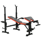 Soozier Adjustable Weight Bench with Leg Extension - Barbell Rack - Preacher Curl Pad-Multifunctional unit includes squat rack, leg extension, butterfly curl for various exercise modes 