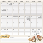 DateWorks - 2026 Calendrier Mural Magnétique Familial 16 Mois - 12 po x 12 po - Animaux - Bilingue -16 pages mensuelles détachables avec section de notes pour Septembre 2024 à Décembre 2025