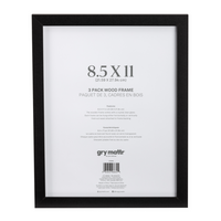 Gry Mattr - Cadre de document sans mat - Noir - 8,5 po x 11po - paquet de 3-Cadre en bois