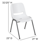 Flash Furniture - Chaise coquille ergonomique et empilable de la série HERCULES, couleur blanc avec cadre gris-Conception pour un usage commercial
