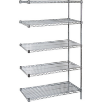 Kleton - Étagères Robustes En Treillis Chromaté, Ensemble Ajout, Tiers 5, 72po La X 74po H X 14po P-Profondeur 14po
