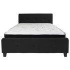 Flash Furniture Tribeca Queen Size Tufted Upholstered Platform Bed with Pocket Spring Mattress - Black Fabric-Queen Platform Bed and Mattress Set