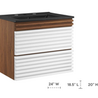 Modway - Render Support mural de 24" Vanette de salle de bain - Noyer blanc Noir-Conception murale