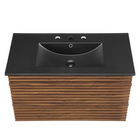 Modway - Render Support mural de 36" Vanette de salle de bain - Noir noyer-Bassin d’évier en céramique