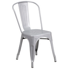 Flash Furniture 31.5'' x 63'' Rectangular Silver Metal Indoor-Outdoor Table Set with 4 Stack Chairs (ET-CT005-4-30-SIL-GG)-ANSI BIFMA Certified