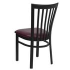Chaise de restaurant de la série HERCULES en métal noir à dossier type de maison d'école - Siège en vinyle bourgogne-Siège rembourré de 2.5 po en mousse épaisse