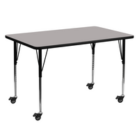 Flash Furniture Mobile 30"W x 60"L Rectangular Grey HP Laminate Activity Table - Standard Height Adjustable Legs-Popular Rectangular Activity Table