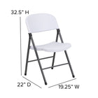 Flash Furniture – Chaise pliante en plastique Hercules, capacité de 330 lb, structure anthracite, blanc, 6/paquet-Ensemble de 6 chaises pliantes en plastique